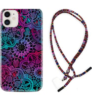 Apple iPhone 11 12 13 Mini Kılıf Boyun Asklı Rasta Silikon Colurful Mandala 1667