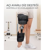Kısa Açı Ayarlı Dizlik Menteşeli Ortopedik Diz Desteği Ayarlanabilir Sabitlemeli