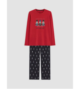 LC WAIKIKI Siyah Yılbaşı Temalı Erkek Pijama Takım