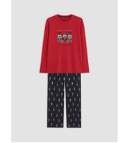 LC WAIKIKI Siyah Yılbaşı Temalı Erkek Pijama Takım