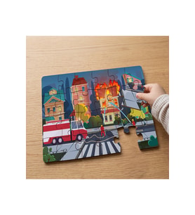 Yanan Ev - Kahraman İtfaiyeciler Tasarımlı 24 Parça Ahşap Çocuk Puzzle MPK0494