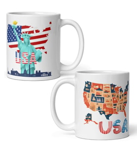 Amerika Birleşik Devletleri Kupa Bardak 2 Adet Seyahat Hatıra USA Mug (Karışık)