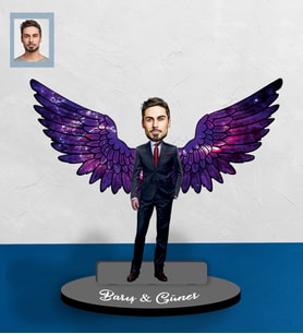 Kişiye Özel Babalar Günü Baba Karikatürlü Ahşap Biblo Model-3