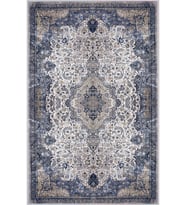 Eliana Home Baskılı, Yıkanabilir Kaymaz Taban Salon Halısı LNA1557-HT337 100x150 cm (Mavi)