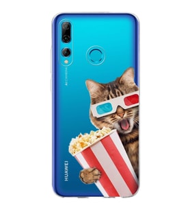PrintiFy Huawei P Smart Plus 2019 ile Uyumlu 1mm Slim Fit Kedi 1 050b Baskılı Şeffaf  Kılıf
