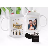 BK Gift Kişiye Özel Babalar Günü Hediyesi Fotoğraflı Kupa Bardak ve Benzinli Çakmak Seti-59 (Model 1)