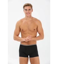 Yıldız 366 Erkek Pamuklu Rahat Likralı Formen Siyah Tekli Boxer