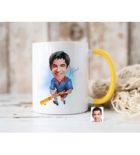Bk Gift Kişiye Özel Cricket Karikatürlü Sarı Kupa Bardak-1, Sevgiliye Hediye, Arkadaşa Hediye
