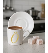 Türk Kahvesi, Espresso, Harf Fincan (Beyaz-Altın El Yazısı)