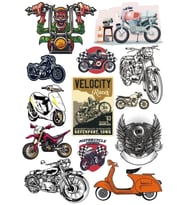 Motorcu ve Motor Sitcker Set 3 12 Parça Telefon, Tablet, Defter, Laptop Sticker