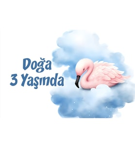 Sevimli Kuğu Temalı Doğum Günü Afişi -2 70x100 cm