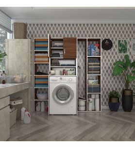 Kenzlife çamaşır makinesi dolabı hayzummega cvz 180*156*55 banyo kiler çift kapaklı arkalıklı (Karışık)