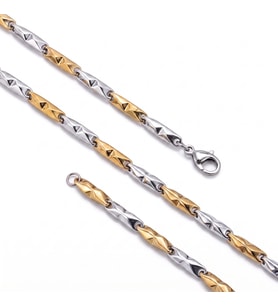 Moncuk Design Çizgili Kibrit Erkek Çelik Kolye 3mm 55cm Üç Renkli 3351ECK055