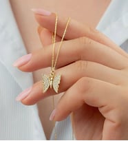 925 Ayar Gold Kelebek Gümüş Kolye