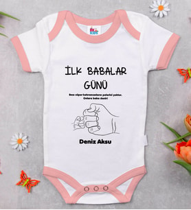 BK Kids Kişiye Özel Pembe Bebek Body Zıbın - Model 27