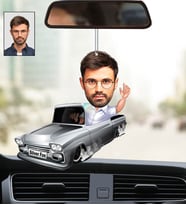 Kişiye Özel Fotoğraflı Şoför 2 Tasarımlı Karikatür Araba Dikiz Ayna Süsü