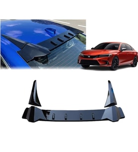 Honda Civic FE1 2022 ve Sonrası Uyumlu Cam Üstü Spoyler Parlak Siyah Piano Black 3 Parça