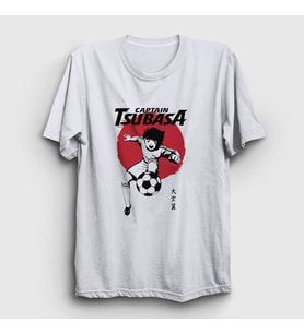 Presmono Unisex Beyaz Flag Futbol Anime Kaptan Captain Tsubasa T-Shirt 320623tt