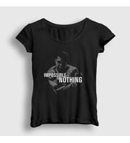 Presmono Kadın Siyah Impossible Muhammed Ali T-Shirt 231173tt