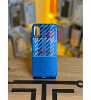 Redmi 9A Uyumlu Piksel Desenli ve Deri Detaylı Premium Stil Kılıf (Mavi)