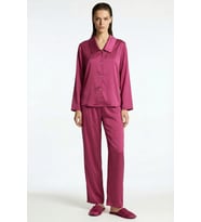 Amoris Vişne Çürüğü Uzun Saten Pijama Takımı