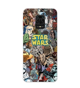 Redmi Note 9 Pro / 9s Uyumlu Star Wars Kolaj Tasarımlı Şeffaf Telefon Kılıfı