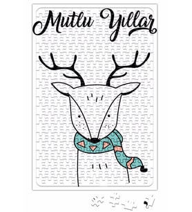 Sevimli Geyik İle Mutlu Yıllar Puzzle 240 Parça Yapboz