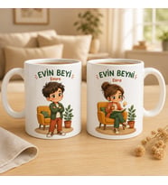 Kişiye Özel Evin Beyi – Evin Beyni İsimli İkili Kupa Seti