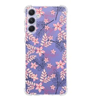 Samsung Galaxy A54 Uyumlu Köşe Korumalı Antişok Kapak Floral Kırmızı Tasarımlı Şeffaf Silikon Kılıf