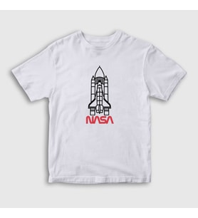 Presmono Unisex Çocuk Beyaz Rocket V2 Nasa Space Uzay T-Shirt 369487tt (Beyaz)