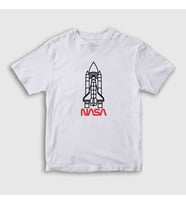 Presmono Unisex Çocuk Beyaz Rocket V2 Nasa Space Uzay T-Shirt 369487tt (Beyaz)