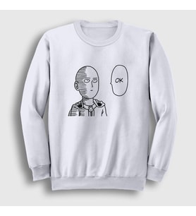 Presmono Unisex Beyaz Ok Anime One Punch Man Sweatshirt 240683tt