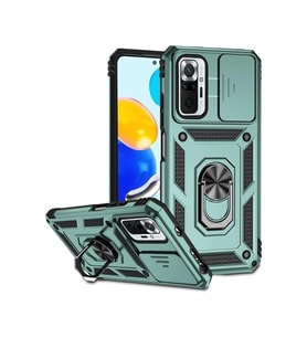 Newface Xiaomi Redmi Note 10 Pro Kılıf Pars Lens Yüzüklü Silikon - Yeşil