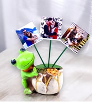 Size Özel Tasarım 3 Fotoğraflı Dekoratif Kurbağa Saksı