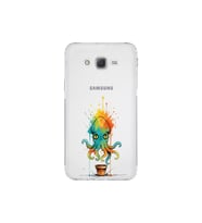 Samsung Galaxy J7 ile uyumlu Splash ahtapot tasarımlı şeffaf silikon kılıf
