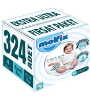 Molfix Premium Bebek Bezi Beden:4 (7-14KG) Maxi 324 Adet Ekstra Ultra Fırsat Pk