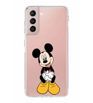 Samsung Galaxy S21  Kamera Korumalı Kapak Mickey Mouse Tasarımlı  Şeffaf  Kılıf