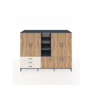 Kronos Dolap 11 Raflı 3 Çekmeceli 7 Kapaklı 220x59x163 Antrasit-Çam/Aytaşı