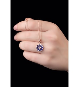 KLY 01 1147 KADIN SEVGİ ÇİÇEĞİ   925 AYAR GÜMÜŞ KOLYE (Rose)