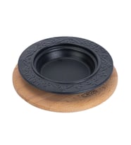 Lava Döküm Oval Döner Sos Tabağı Kayın Servis Ahşabı. Çap(Ø)18cm.