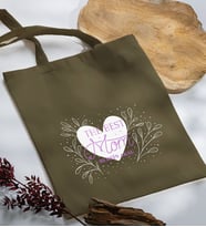 BK Gift Kişiye Özel İsimli Anneler Günü Tasarımlı Haki Kumaş Bez Çanta, Baskılı Omuz Çantası, Alışveriş Çantası, Anneler Günü Hediyesi, Anneye Hediye-3