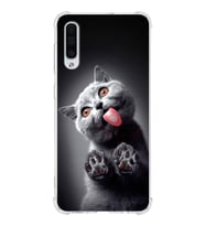 PrintiFy Samsung Galaxy A30S Uyumlu Kedi 2 Baskılı Şeffaf Köşe Korumalı Antişok Kılıf