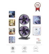 Torima F-22 Siyah Mini Fan  Taşınabilir Çift Başlıklı Sessiz Vantilatör  Type-C Girişli, 3 Kademeli Hız Ayarı