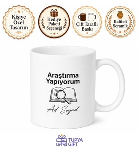 Araştırma Yapıyorum Yazılı Baskılı Kupa Bardak Hediye Porselen Mug