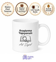 Araştırma Yapıyorum Yazılı Baskılı Kupa Bardak Hediye Porselen Mug