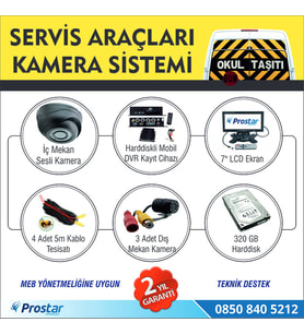Kayıtlı Harddiskli Okul Servisi 4 Kameralı 320 Gb Harddisk Dahil Araç Kamera Seti