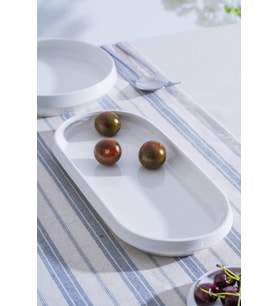 Acar JEA-07408 Rumi 1 Adet Porselen Oval Kayık Sunum Tabak 32 cm