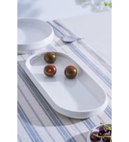 Acar JEA-07408 Rumi 1 Adet Porselen Oval Kayık Sunum Tabak 32 cm