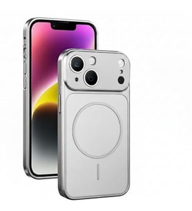 ?Phone 16 ile Uyumlu 17 Pro G�r�n�ml� Magsafe Destekli Kablosuz ?arj �zellikli Kamera Lens Korumal? ??k Metal G�r�n�ml� Telefon K?l?f?