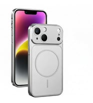 ?Phone 16 ile Uyumlu 17 Pro G�r�n�ml� Magsafe Destekli Kablosuz ?arj �zellikli Kamera Lens Korumal? ??k Metal G�r�n�ml� Telefon K?l?f?